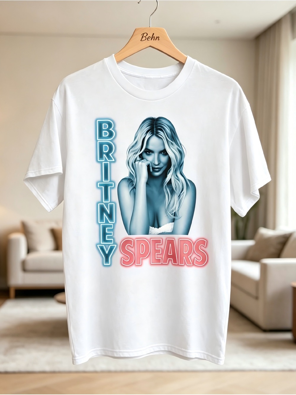 Britney Spears Womens Mens T-shirt Unisex Neon Light White
